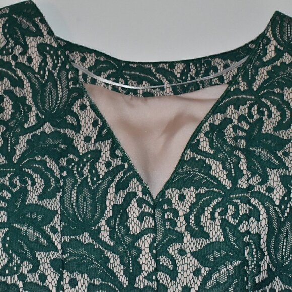 Zara Women Sleeveless Emerald Green Lace Princess Dress Size S - Picture 14 of 16